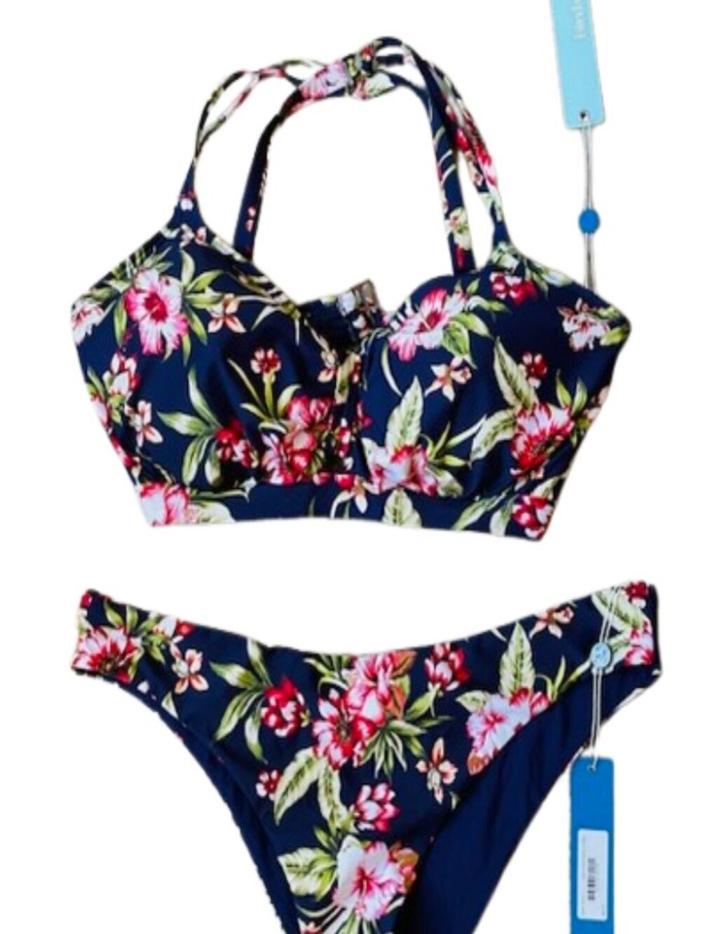 Birdsong NWT Supportive Full Bust Underwire 2PC Bikini Set Floral 38G XL - Picture 3 of 8